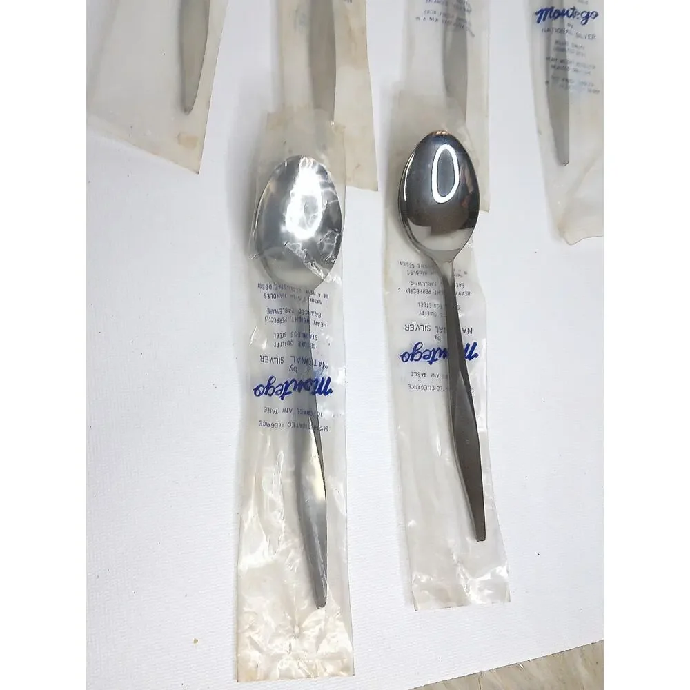 Nasco MONTEGO Flamingo Stainless Steel Spoons Japan MCM Flatware Set of 6 NEW
